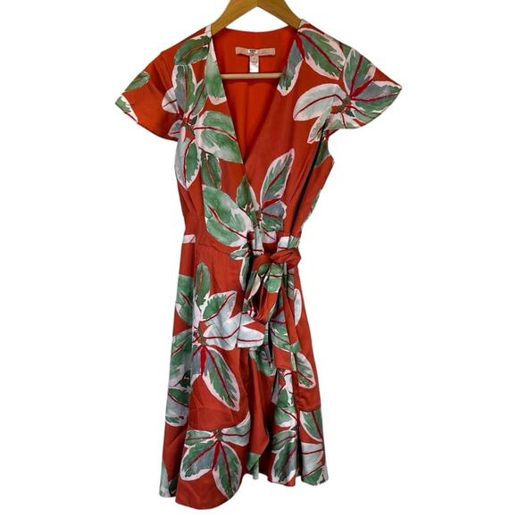 Hutch Britton Satin Mini Wrap dress orange multicolor - S - Picture 3 of 13